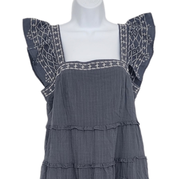 Knox Rose Womens Ruffle Short Sleeve Embroidered Tiered A-Line Dress Size Small. - Picture 6 of 10